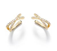 FUNRUN JEWELRY 2Pcs Verstellbare Ear Cuff S925 Sterling Silber Ohr Fake Piercing Ohrringe Damen 14K Vergoldet 5A Kubik Zirkonia Clip auf Knorpel Helix Conch Gefälschte Ohrringe Hypoallergen