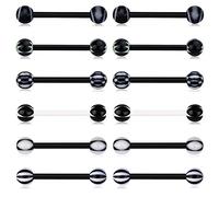 Funseedrr 6 Paar Zungenpiercing Barbell Set Bioflex Kunststoff Leuchten im Dunkeln 12/14/16/18mm Piercing Zunge