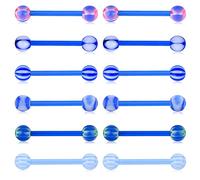 Funseedrr 6 Paar Zungenpiercing Barbell Set Bioflex Kunststoff Leuchten im Dunkeln 12/14/16/18mm Piercing Zunge