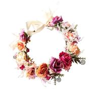 FUOYLOO Braut Haarschmuck Verstellbarer Blumenkranz mit Künstlichen Blüten Haarband für Damen zu Hochzeiten und Festlichen Anlässen 1 Stück Kopfschmuck
