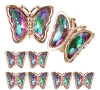 FUOYLOO Schmetterlings Zierknöpfe mit Strass 10 Flache Metallknöpfe 16mm zum Nähen an Mantel und Bluse Französischer Stil für Kleidung und Kostüme