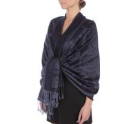 FUPashPais95AG-1 Lightweight Zwei Tone Paisley Design Pashmina Fringe Schal/Stola/Wrap - Schwarz/Grau