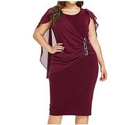 FUPODD Abendkleider Elegant Für Hochzeit Abendkleid Damen Große Größen Elegant Chiffon Cocktailkleid Für Mollige Knielang Kleid Festlich Hochzeitsgast Partykleid Frauen Abendmode Kleider Ballkleid