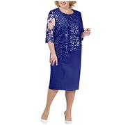 FUPODD Abendkleider Elegant Für Hochzeit Etuikleid Große Größen Spitze Cocktailkleid Damen Hochzeitsgast Festliche Kleider Lochstickerei Kleid Für Mollige Frauen Midi Ballkleid Curvy Partykleid
