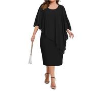 FUPODD Abendkleider Elegant Für Hochzeit Große Größen Chiffonkleid Kleid Hochzeitsgast Damen Midi Etuikleid Elegant Festliche Kleider Für Mollige Frauen Chiffon Ballkleider Brautmutter Partykleid