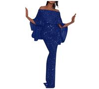 FUPODD Abendkleider Elegant Für Hochzeit Kleider Damen mit Schlitz Paillettenkleid Off Shoulder Cocktailkleid Figurbetont Abendkleid Schick Ballkleid Frauen Maxikleid Sexy Partykleid Abschlusskleid