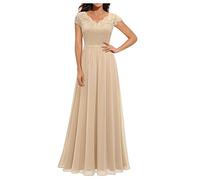 FUPODD Abendkleider Elegant Für Hochzeit Sommerkleid Damen Lang Kleider Sommer Kleid Hochzeitsgast Abschlusskleid Maxikleid Sommerkleider Damen Leicht Und Luftig Cocktailkleid Abendkleid Ballkleid