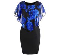 FUPODD Abendkleider Festliche Kleider Für Hochzeit Damen Große Größen Etuikleider Elegant Sommerkleid Knielang Kleid Frauen Für Mollige Chiffon Abschlusskleider Festkleid Ärmellos Ballkleid Sommer