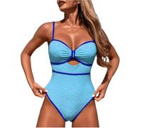 FUPODD Badeanzug Damen Bauchweg Mit Cups Bikini Set Frauen Push Up Einteiler Monokini Hoher Beinausschnitt Bademode Bauch Weg Badeanzug Sexy Swimsuits Cut Out Badeanzüge Für Damen Curvy Strandmode