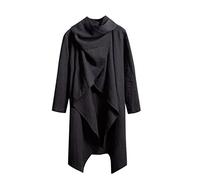 FUPODD Baumwoll Leinen Umhang Herren Langer Unregelmäßiger Umhang Strickjacke Herren Winter Gefüttert Strickjacke Herren Warm Wandern Poncho Strickjacke Herren Retro