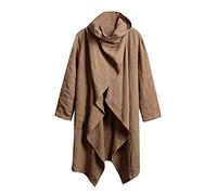 FUPODD Baumwoll Leinen Umhang Herren Langer Unregelmäßiger Umhang Strickjacke Herren Winter Gefüttert Strickjacke Herren Warm Wandern Poncho Strickjacke Herren Retro