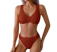 FUPODD Bikini Damen Set Push Up Bauchweg Badeanzug Damen Bauch Weg High Waist Bademode Frauen Bikini-Sets Zweiteiliger Hoher Beinausschnitt Bikinis Triangle V Ausschnitt Swimsuits Kleine Brüste