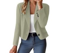 FUPODD Blazer Damen Kurz Elegant Anzug Jacke Damen Business Übergangsjacke Kurzblazer Revers Mantel Tailliert Knöpfe Damenblazer Bauchfrei Übergang Blazermantel Einfarbig Leicht Herbstjacke Langarm