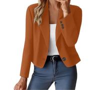 FUPODD Blazer Damen Kurz Elegant Anzug Jacke Damen Business Übergangsjacke Kurzblazer Revers Mantel Tailliert Knöpfe Damenblazer Bauchfrei Übergang Blazermantel Einfarbig Leicht Herbstjacke Langarm