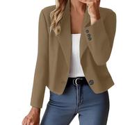 FUPODD Blazer Damen Kurz Elegant Anzug Jacke Damen Business Übergangsjacke Kurzblazer Revers Mantel Tailliert Knöpfe Damenblazer Bauchfrei Übergang Blazermantel Einfarbig Leicht Herbstjacke Langarm
