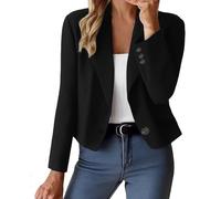 FUPODD Blazer Damen Kurz Elegant Anzug Jacke Damen Business Übergangsjacke Kurzblazer Revers Mantel Tailliert Knöpfe Damenblazer Bauchfrei Übergang Blazermantel Einfarbig Leicht Herbstjacke Langarm