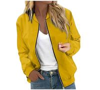 FUPODD Bomberjacke Damen Kurze Blouson College Jacke Damen Freizeitjacke Langarm Zip Up Jacket Leichte Coat Bomber Sweatjacke Damen Outwear Fliegerjacke Mode Pilotenjacke Herbstjacke Frauen Casual