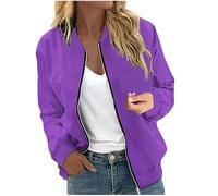 FUPODD Bomberjacke Damen Kurze Blouson College Jacke Damen Freizeitjacke Langarm Zip Up Jacket Leichte Coat Bomber Sweatjacke Damen Outwear Fliegerjacke Mode Pilotenjacke Herbstjacke Frauen Casual