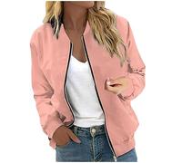 FUPODD Bomberjacke Damen Kurze Blouson College Jacke Damen Freizeitjacke Langarm Zip Up Jacket Leichte Coat Bomber Sweatjacke Damen Outwear Fliegerjacke Mode Pilotenjacke Herbstjacke Frauen Casual