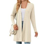 FUPODD Cardigan Damen Elegant Strickjacke Damen Lang Casual Lose Pullover Strickjacken Für Damen Open Front Outwear Longstrickjacke Langarm Strickcardigan Leichte Strickmantel Frauen Mit Schalkragen