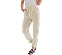 FUPODD Cordhose Damen High Waist Baggy Jogginghose Kuschelige Breitcord Stoffhose Mit Gummizug Baumwoll Gerades Bein Lässige Hosen Einfarbig Tapered Freizeithosen Frauen Mit Taschen Sommerhosen