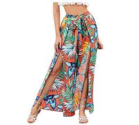 FUPODD Culottes Hosen Damen Ouvert Leichte Sommerhose, Damen Palazzo Hose Mit Schlitz Damen Sommerhosen Leicht Und Luftig Freizeithose Offener Wickelhose Mit Kordelzug Marlenehose Elegant Hohe Taille