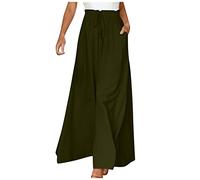 FUPODD Culottes Hosen Damen Stoffhose Damen Sommer Leicht Hose Weites Bein Marlenehose Hohe Taille Palazzo Hose Extra Lang Sommerhosen Damen Leicht Und Luftig Elegant Freizeithosen Mit Gummizug