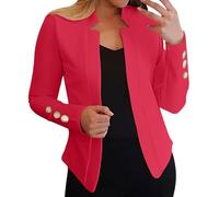 FUPODD Damen-Jacken Übergang Blazer Damen Kurz Elegant Kurzblazer Business Herbstjacke Slim Damenblazer Stehkragen Anzug Mantel Casual Blazermantel Frauen Arbeit Büro Übergangsjacke Tailliert Jacke