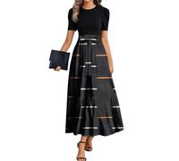 FUPODD Damen Kleider Elegant Abiballkleider Kleidung Strandkleid Damen Luftig Abschlusskleider Lang Umstandskleid Lange Abendkleider Etuikleid Festliches Tshirt Kleid Schwarzes Shirtkleid Festliche