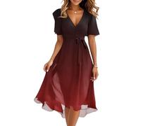 FUPODD Damen Kleider Elegant Abiballkleider Kleidung Strandkleid Damen Luftig Wickel Abschlusskleider Lang Umstandskleid Lange Abendkleider Plissee Etuikleid Festliches Boho Kleid Rüschen Festliche