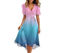 FUPODD Damen Kleider Elegant Abiballkleider Kleidung Strandkleid Damen Luftig Wickel Abschlusskleider Lang Umstandskleid Lange Abendkleider Plissee Etuikleid Festliches Boho Kleid Rüschen Festliche