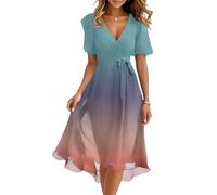 FUPODD Damen Kleider Elegant Abiballkleider Kleidung Strandkleid Damen Luftig Wickel Abschlusskleider Lang Umstandskleid Lange Abendkleider Plissee Etuikleid Festliches Boho Kleid Rüschen Festliche