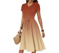 FUPODD Damen Kleider Elegant Kleidung Knielang Vintage Strandkleid Damen Luftig Umstandskleid Lange Abendkleider Etuikleid Festliches Lässig Tshirt Kleid Schwarzes Shirtkleid Festliche Farbverlauf