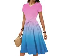 FUPODD Damen Kleider Elegant Kleidung Knielang Vintage Strandkleid Damen Luftig Umstandskleid Lange Abendkleider Etuikleid Festliches Lässig Tshirt Kleid Schwarzes Shirtkleid Festliche Farbverlauf