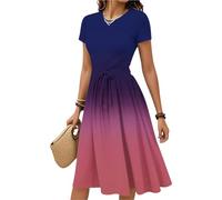FUPODD Damen Kleider Elegant Kleidung Knielang Vintage Strandkleid Damen Luftig Umstandskleid Lange Abendkleider Etuikleid Festliches Lässig Tshirt Kleid Schwarzes Shirtkleid Festliche Farbverlauf
