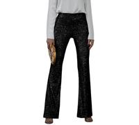 FUPODD Damen Paillettenhosen Glänzende Schlaghosen Hohe Taille Schlank Weites Bein Glockenboden Hosen Frauen Glitzer Hose Vintage 80s Party Freizeithose Festival Glitzerhosen Clubwear