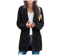 FUPODD Damen Strickjacke Lang Strickjacken Damen Grobstrickjacke Damen Weihnachts Strickjacke Damen Strickjacke Damen Schwarz Strickjacke Lang Damen Longstrickjacke Damen Schwarze Strickjacke Damen