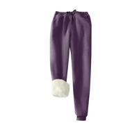 FUPODD Damen Warme Gefütterte Jogginghose Gym Hose Damen Kuschelhose Damen Hosen Locker Hose Gefüttert Damen Thermohose Outdoor Thermo Sporthose Winter Fleecehose Innenfutter Sweatpants Baumwolle