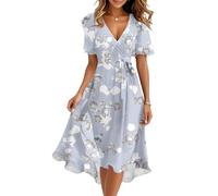 FUPODD Damenkleider Sommer Sommerkleid Damen Kleider Abendkleider Elegant Hochzeit Kleid Hochzeitsgast Strandkleid Sommerkleider Leicht Und Luftig Cocktailkleid Abendkleid Musselin Ballkleid Binden