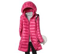 FUPODD Daunenmantel Damen Leichte Packbare Wintermantel Lang Zipper Steppjacke Frauen Mit Abnehmbare Kapuze Winterjacke Warm Steppmantel Rollkragen Mit Taschen Puffer Jacke Outdoor Mantel Winter