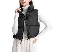 FUPODD Daunenweste Damen Kurz Leicht Ärmellose Weste Damen Winter Daunen Steppweste Rollkragen Cropped Puffer Westen Elegant Leichte Stepp Wärmeweste Frauen Kuschelig Pufferweste Mit Reissverschluss