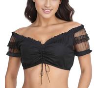FUPODD Dirndl Bluse Damen Langarm Dirndlbluse Schwarze Trachtenbluse Grosse Grössen Dirndlbluse Baumwolle Dirndl Mit Schwarzer Trachten Bluse Sexy Traditionell Oktoberfest-Kleidung Trachtenblusen