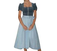 FUPODD Dirndl Hochgeschlossen Hellblau Outfit Oktoberfest Ohne Dirndl Zubehör Dirndlschürzen Einzeln Günstige Gelb Trachten Mieder Oktoberfest Damen Outfit Trachtenkleid Dirndlkleid Samt Teenager