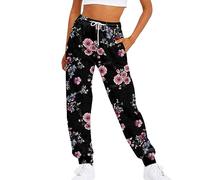 FUPODD Hose Damen Weites Bein Hosen mit Kordelzug Jogginghose Damen Warm Freizeithose Lang mit Seitentasche High Waist Sweathose Schnittmuster Sporthose Trainingshose Pumphose