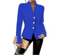 FUPODD Jacke Damen Übergangsjacke Elegant Blazer Damen Kurz Business Mantel Mit Knöpfen Herbstjacke Übergang Kurzblazer Slim Damenblazer Stehkragen Blazermantel Tailliert Leicht Damenjacken Langarm