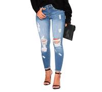FUPODD Jeans Damen Low Waist Schlupfjeans Skinny Jeanshose Frauen Slim Fit Freizeithose Schlank Röhrenjeans Zerrissene Jeanshosen Vintage Stretch Hose Denim Lässige Bleistiftjean Stylische Hosen