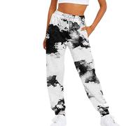 FUPODD Jogginghose Damen Baggy Luftige Bunte Sporthose Damen Lang mit Kordelzug Outdoorhose Stretch Streetwear Weite Trainingshose Schwarze Wanderhose Herbst