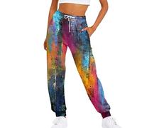 FUPODD Jogginghose Damen Baggy Luftige Bunte Sporthose Damen Lang mit Kordelzug Outdoorhose Stretch Streetwear Weite Trainingshose Schwarze Wanderhose Herbst
