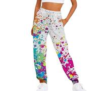 FUPODD Jogginghose Damen Baggy Luftige Bunte Sporthose Damen Lang mit Kordelzug Outdoorhose Stretch Streetwear Weite Trainingshose Schwarze Wanderhose Herbst