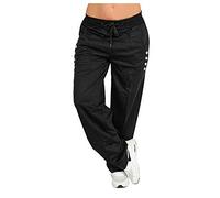 FUPODD Jogginghose Damen Baggy Luftige Sporthose Damen Lang mit Kordelzug Wanderhose Herbst Outdoorhose Stretch Streetwear Weite Trainingshose Schwarze Trainings Freizeithose